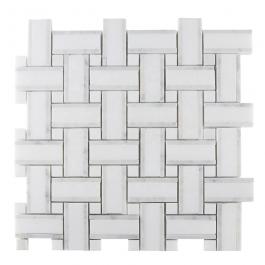 Thasso white basketweave mosaic 