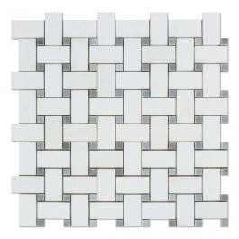 Thassos white mix Jiangxi grey basketweave mosaic - 副本