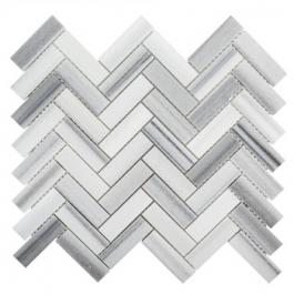 Marmara white herringbone mosaic