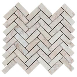 Cream rose herringbone mosaic