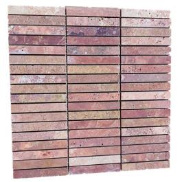 Red travertine stripe mosaic